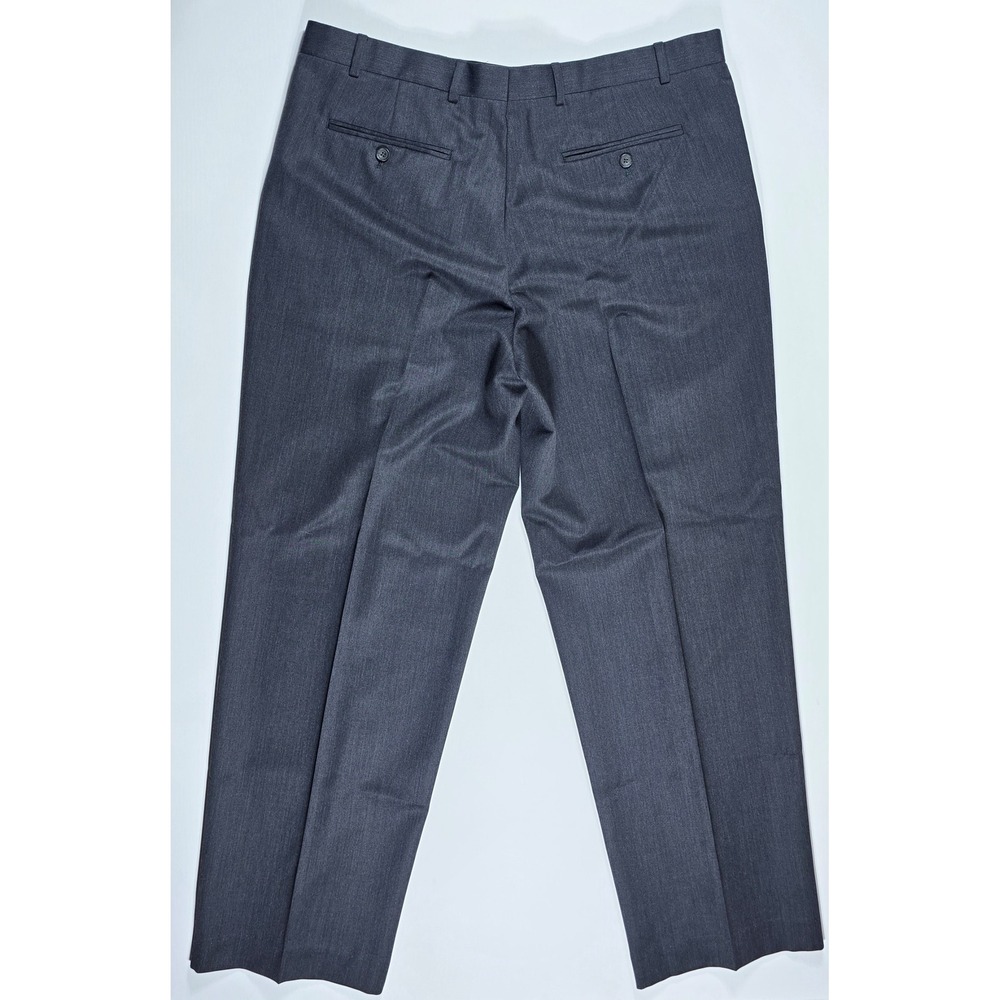 Eddie Bauer Men's 38 Relaxed Fit Pleated Wool Dress Pants Charcoal Gray Trousers